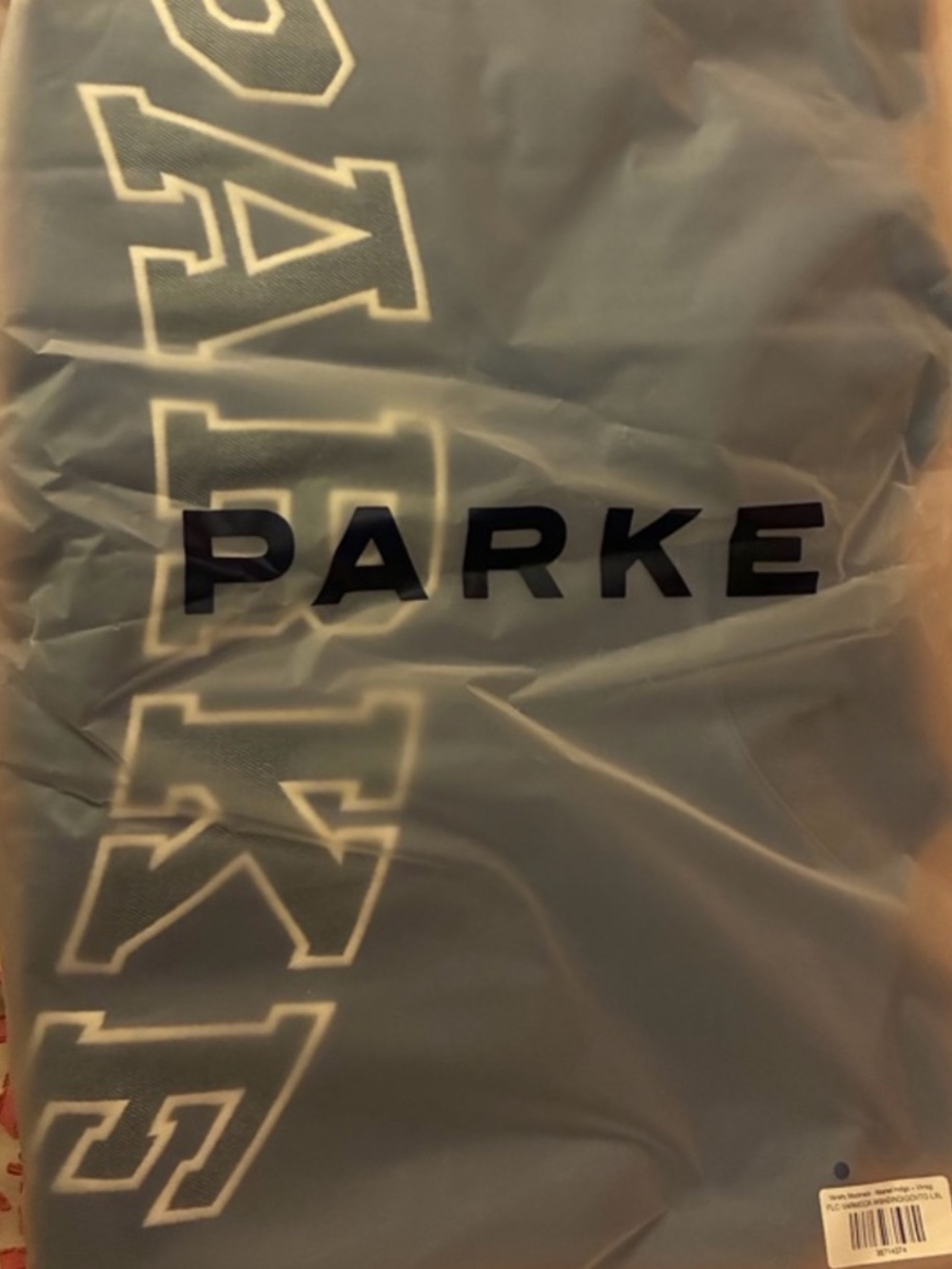 PARKE Vintage Denim Varsity Mockneck Sweatshirt Washed Indigo SZ L/XL NEW - Picture 2 of 2
